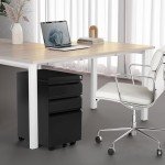 3-Drawer Rolling File Cabinet with Lock - Black