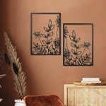 Black Metal Flower Wall Art Set of 3