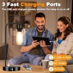 Industrial Touch Control Table Lamp Set with USB Ports