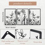 Black Metal Flower Wall Art Set of 3