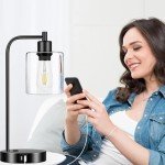 Industrial Touch Control Table Lamp Set with USB Ports