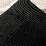 Boho Black Corduroy Pillow Covers - Set of 2