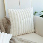 Set of 2 Soft Faux Fur Pillow Covers - White