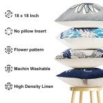 Set of 4 Blue Decorative Throw Pillow Covers