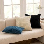 Boho Black Corduroy Pillow Covers - Set of 2