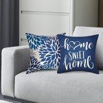 Set of 4 Blue Decorative Throw Pillow Covers