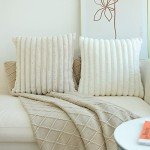 Set of 2 Soft Faux Fur Pillow Covers - White
