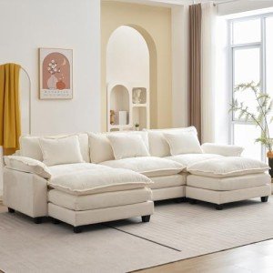 Comfy Modular Chenille Sectional Sofa with Ottoman