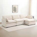 Beige Oversized Modular Sectional Sofa with Ottoman