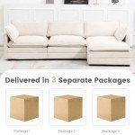 Beige Oversized Modular Sectional Sofa with Ottoman