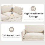 Beige Oversized Modular Sectional Sofa with Ottoman