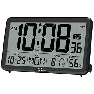 Large Digital Wall Clock with Alarm and Temperature