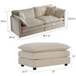 Comfy Deep Seat Sectional Sofa with Ottoman