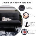 Memory Foam Splitback Loveseat Sofa Bed - Black