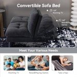 Memory Foam Splitback Loveseat Sofa Bed - Black