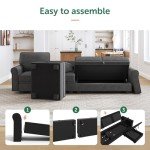 HONBAY U-Shaped Sectional Sofa with Storage, Dark Grey