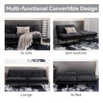 Memory Foam Splitback Loveseat Sofa Bed - Black