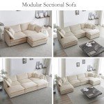 Comfy Deep Seat Sectional Sofa with Ottoman