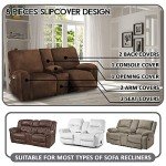Velvet Reclining Loveseat Cover with Console (Chocolate)