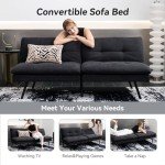 Memory Foam Splitback Loveseat Sofa Bed - Black
