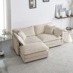Comfy Deep Seat Sectional Sofa with Ottoman