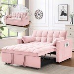Pink 3-in-1 Convertible Sleeper Sofa Bed