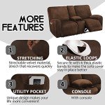 Velvet Reclining Loveseat Cover with Console (Chocolate)