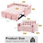 Pink 3-in-1 Convertible Sleeper Sofa Bed