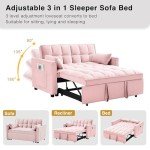 Pink 3-in-1 Convertible Sleeper Sofa Bed