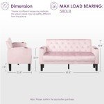 Pink Velvet Loveseat Sofa with USB Ports & Cupholders