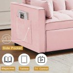 Pink 3-in-1 Convertible Sleeper Sofa Bed