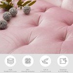 Pink Velvet Loveseat Sofa with USB Ports & Cupholders