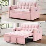 Pink 3-in-1 Convertible Sleeper Sofa Bed