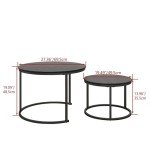 Round Black Nesting Coffee Table Set of 2