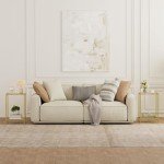 Gold 2-Tier Side Tables with Glass Shelves