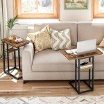 HOOBRO C-Shaped Foldable End Table with Storage