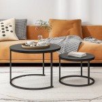 Round Black Nesting Coffee Table Set of 2