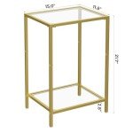 Gold 2-Tier Side Tables with Glass Shelves
