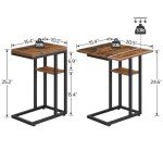 HOOBRO C-Shaped Foldable End Table with Storage