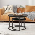 Round Black Nesting Coffee Table Set of 2