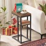 HOOBRO C-Shaped Foldable End Table with Storage