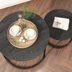 Round Black Nesting Coffee Table Set of 2