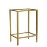 Gold 2-Tier Side Tables with Glass Shelves
