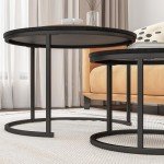 Round Black Nesting Coffee Table Set of 2