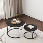 Round Black Nesting Coffee Table Set of 2