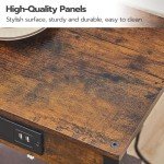 Rustic Brown Side Table Set with USB Charging