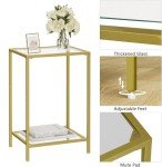 Gold 2-Tier Side Tables with Glass Shelves