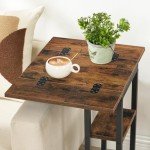 HOOBRO C-Shaped Foldable End Table with Storage