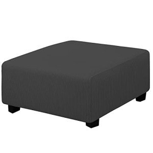 Stretch Square Ottoman Cover – Dark Grey, 40x40x15 Inch