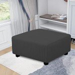 Stretch Square Ottoman Cover – Dark Grey, 40x40x15 Inch